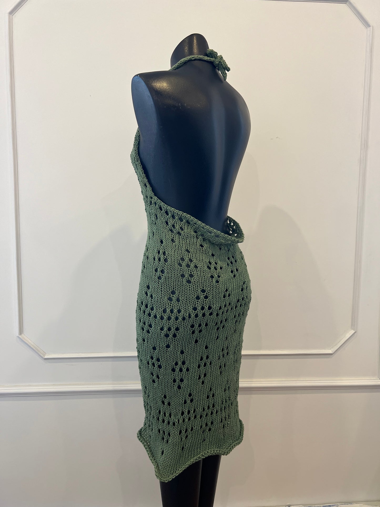 Green Lace Knit Beach Dress