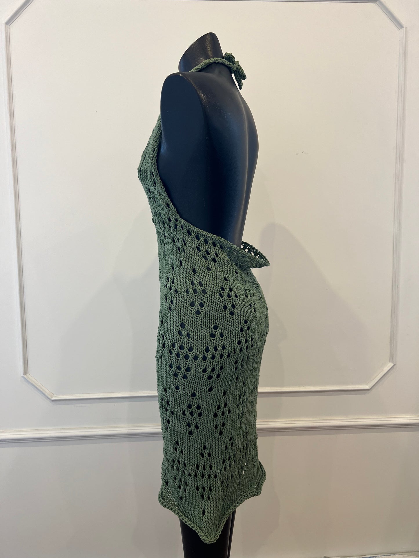 Green Lace Knit Beach Dress