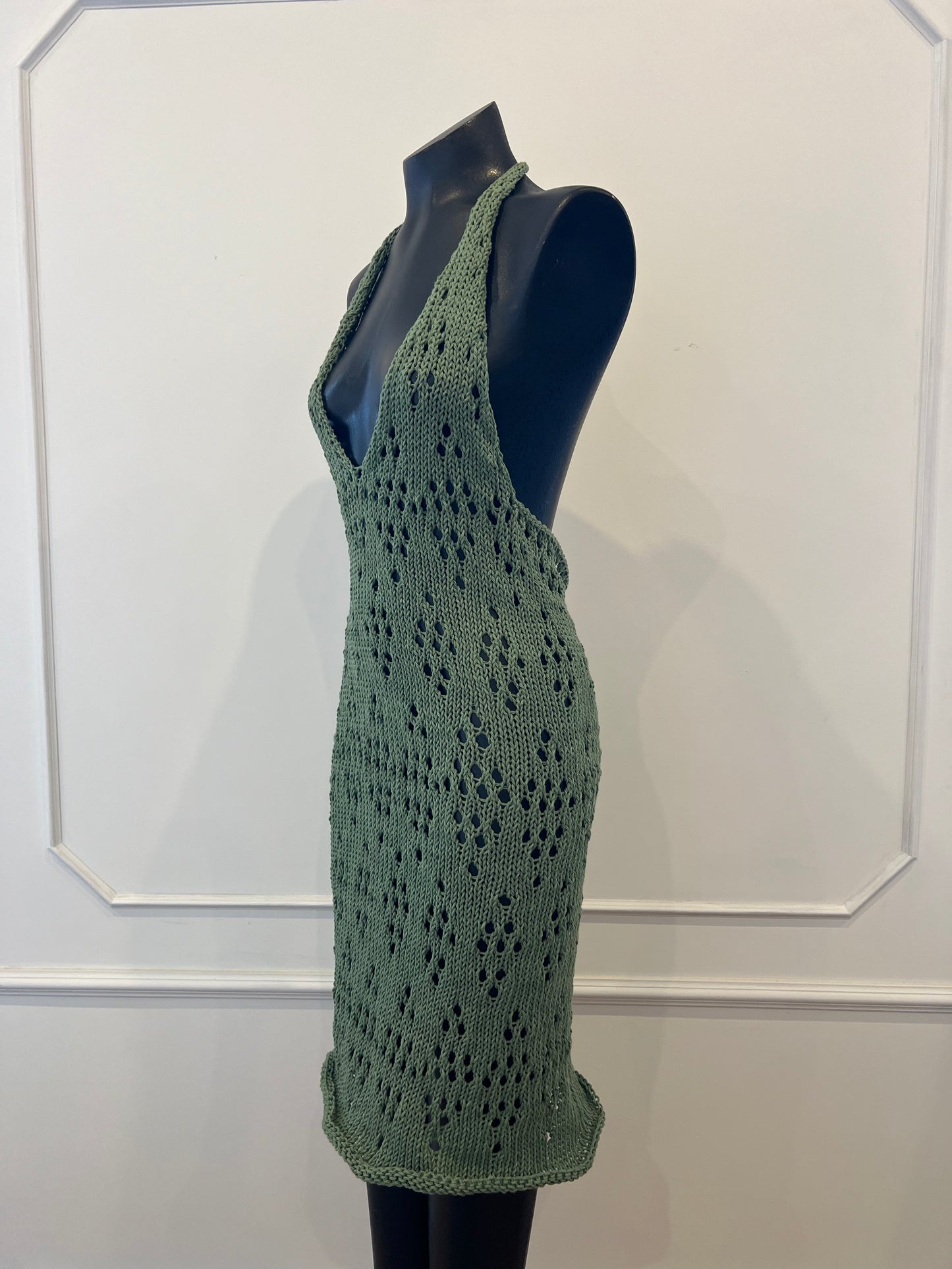 Green Lace Knit Beach Dress