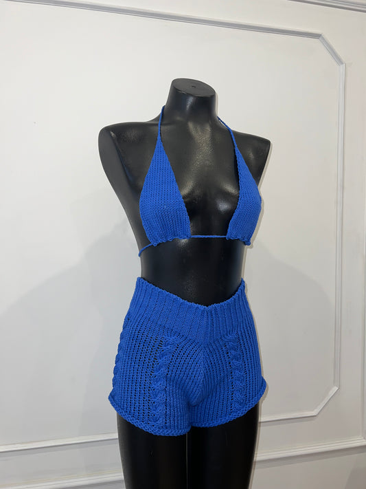 Blue Cable Knit Set