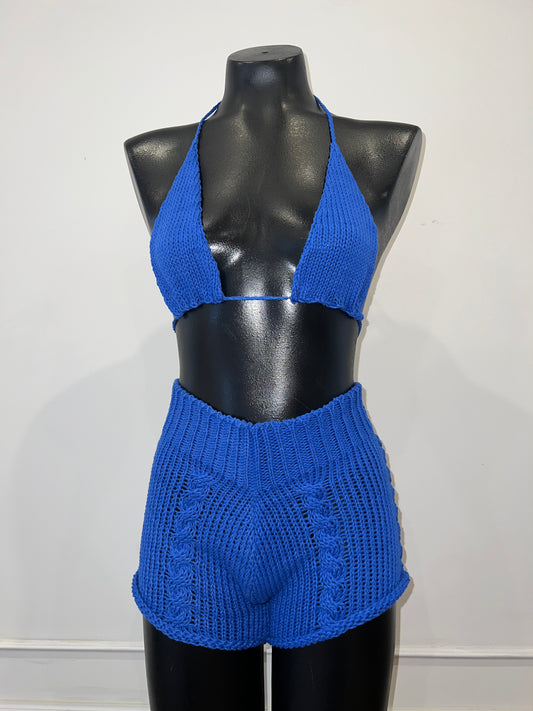 Blue Cable Knit Set